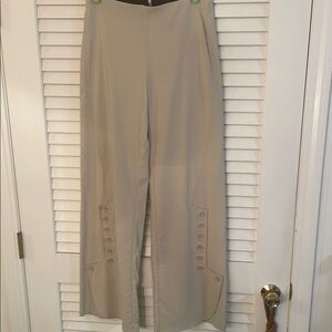 Equestrian Brand Classic Detailed Button Leg Tan Wide Leg Nylon Like Fabric